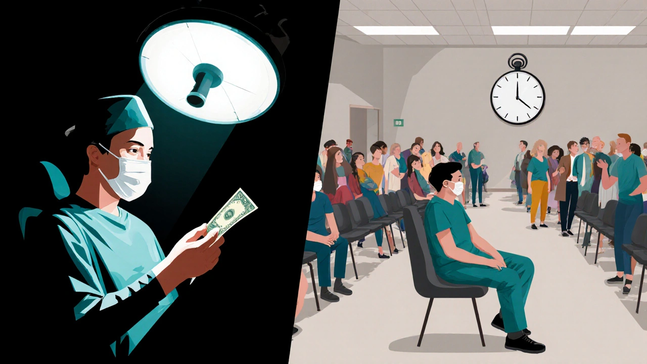 Stejný pacient: dříve v soukromé ordinaci, později čeká v veřejné nemocnici.