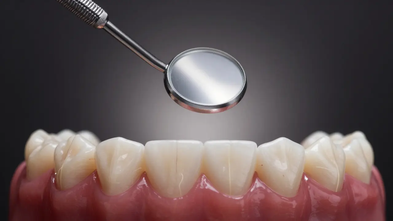 Dentální zrcátko odhaluje skryté problémy v ústech jako detektivní nástroj.