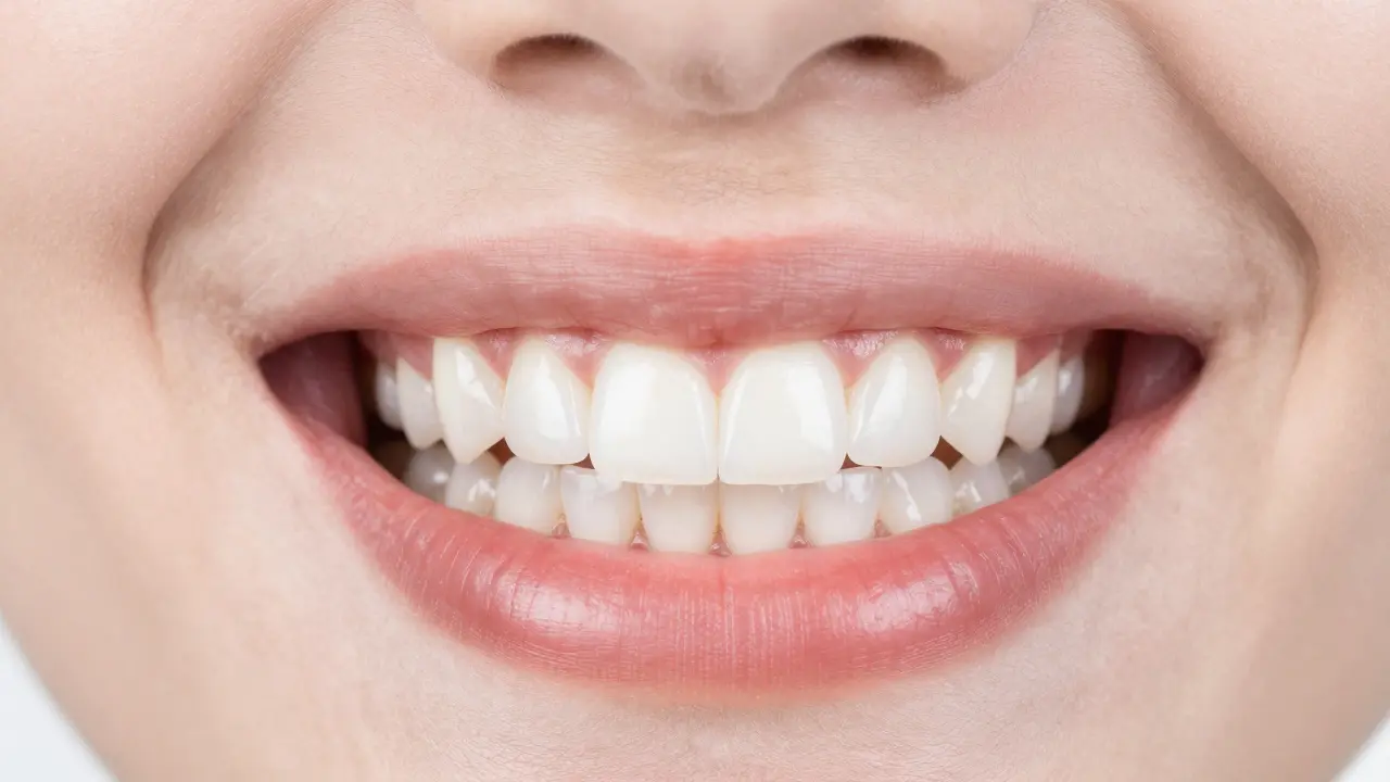 Detail úsměvu s esteticky obnovenými předními zuby a keramickými facetami.