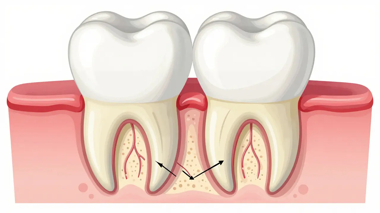 Anatomický průřez zubem ukazující sklovinu a dentin