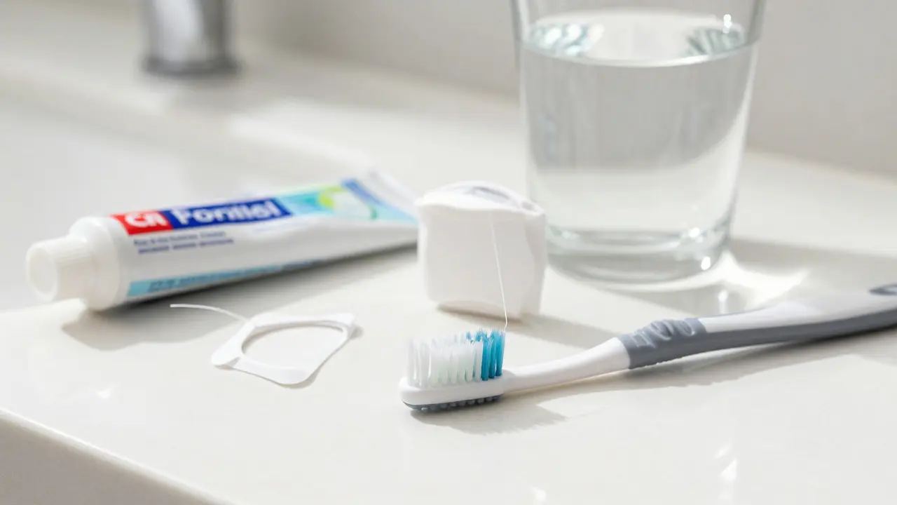 Interdentální kartáček a nit pro prevenci kazu